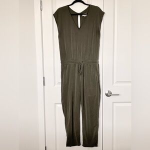 Lou & Grey Olive Tie-Waist Sleeveless Jumpsuit